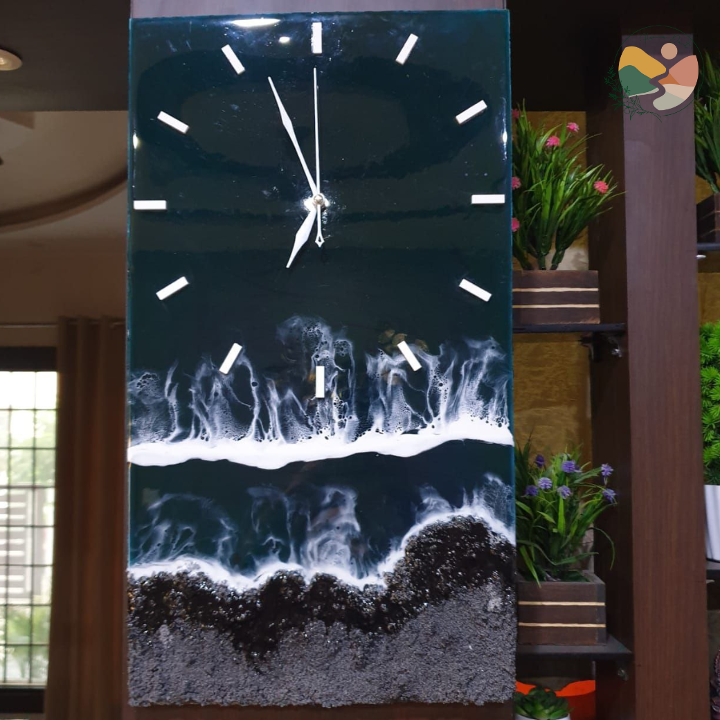 Nautical Dreams: Night ocean waves art clock