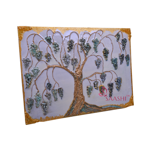 GOLDEN TREE WITH CRYSTAL GEODE WALL ART