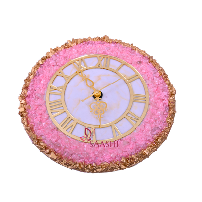 PINK GOLDEN CRYSTAL WALL CLOCK/COOL WALL CLOCK /PERFECT COLOUR COMBINATION ACOORDING VASTU