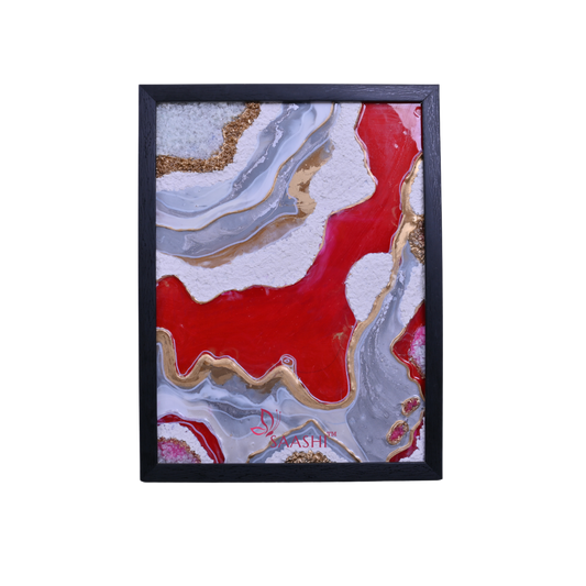 MORDEN BOLD RED AND GOLD RESIN GEODE/LUXURY ART/ABSTRACT ART WALL ART