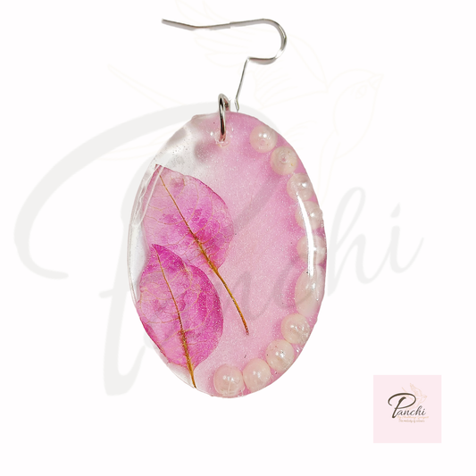 Pink real flower earrings