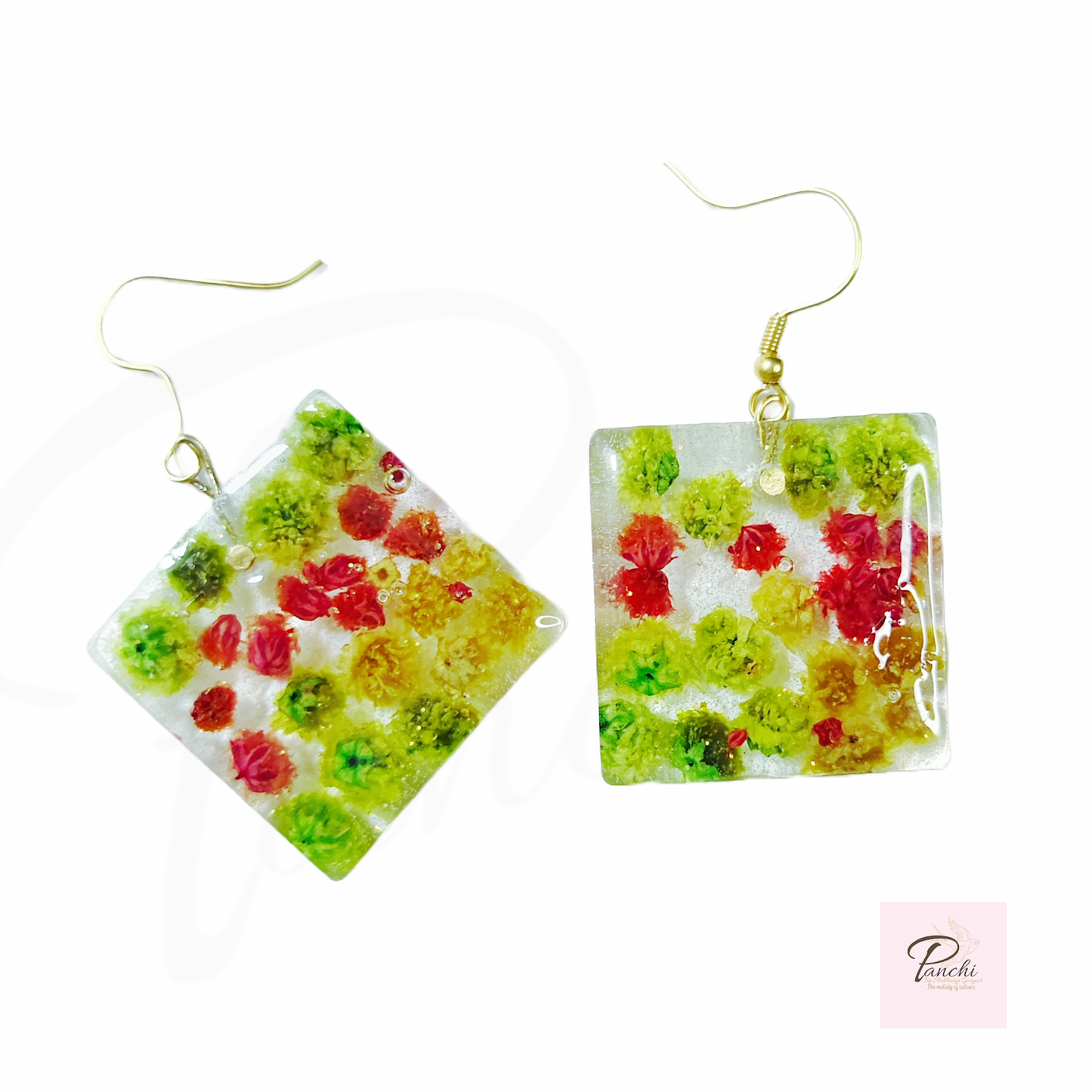 Multi colour fresh flower earrings