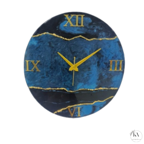 Blue resin clock