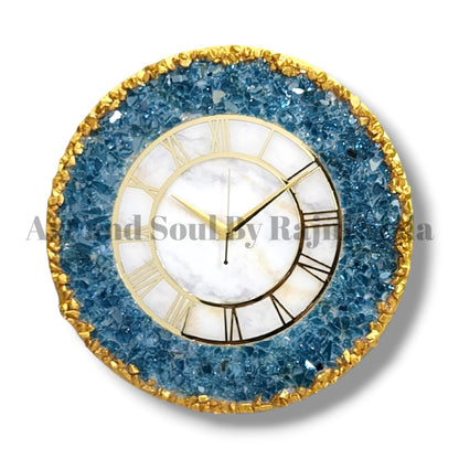 Golden & Blue Sapphire wall clock