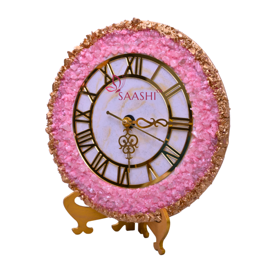 PINK GOLDEN CRYSTAL WALL CLOCK/COOL WALL CLOCK /PERFECT COLOUR COMBINATION ACOORDING VASTU