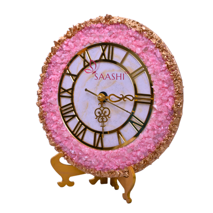 PINK GOLDEN CRYSTAL WALL CLOCK/COOL WALL CLOCK /PERFECT COLOUR COMBINATION ACOORDING VASTU