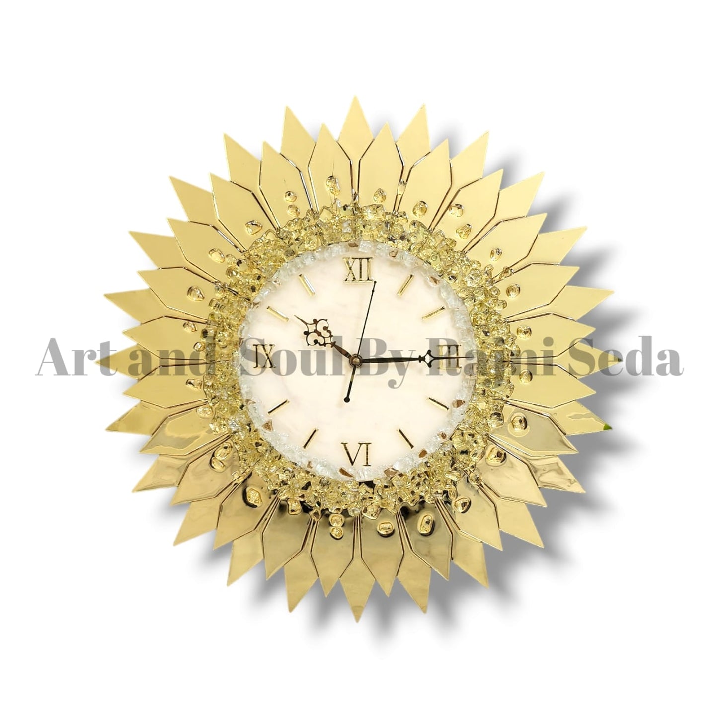 Sun Acrylic golden wall clock