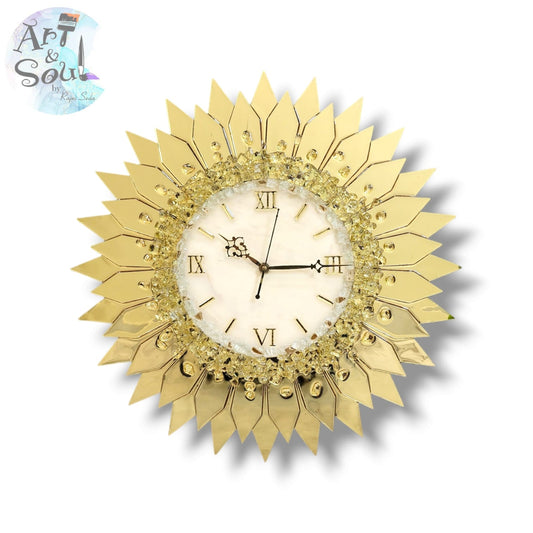 Sun Acrylic golden wall clock