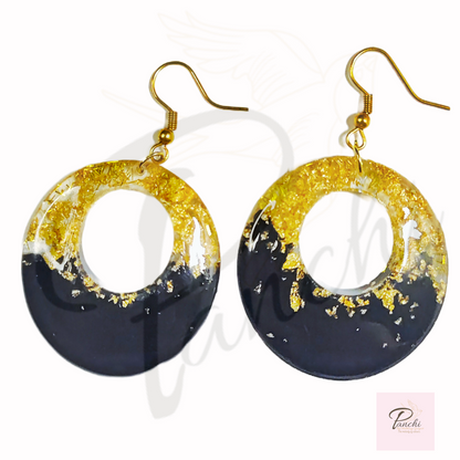 Black golden foil earrings