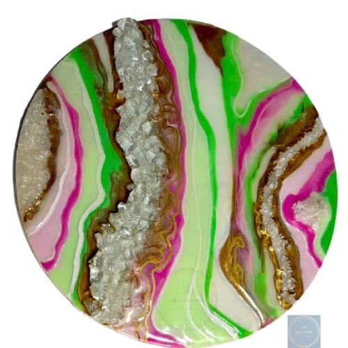 Green and pink geode