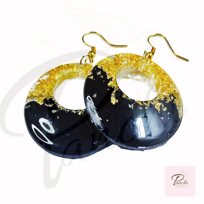 Black golden foil earrings