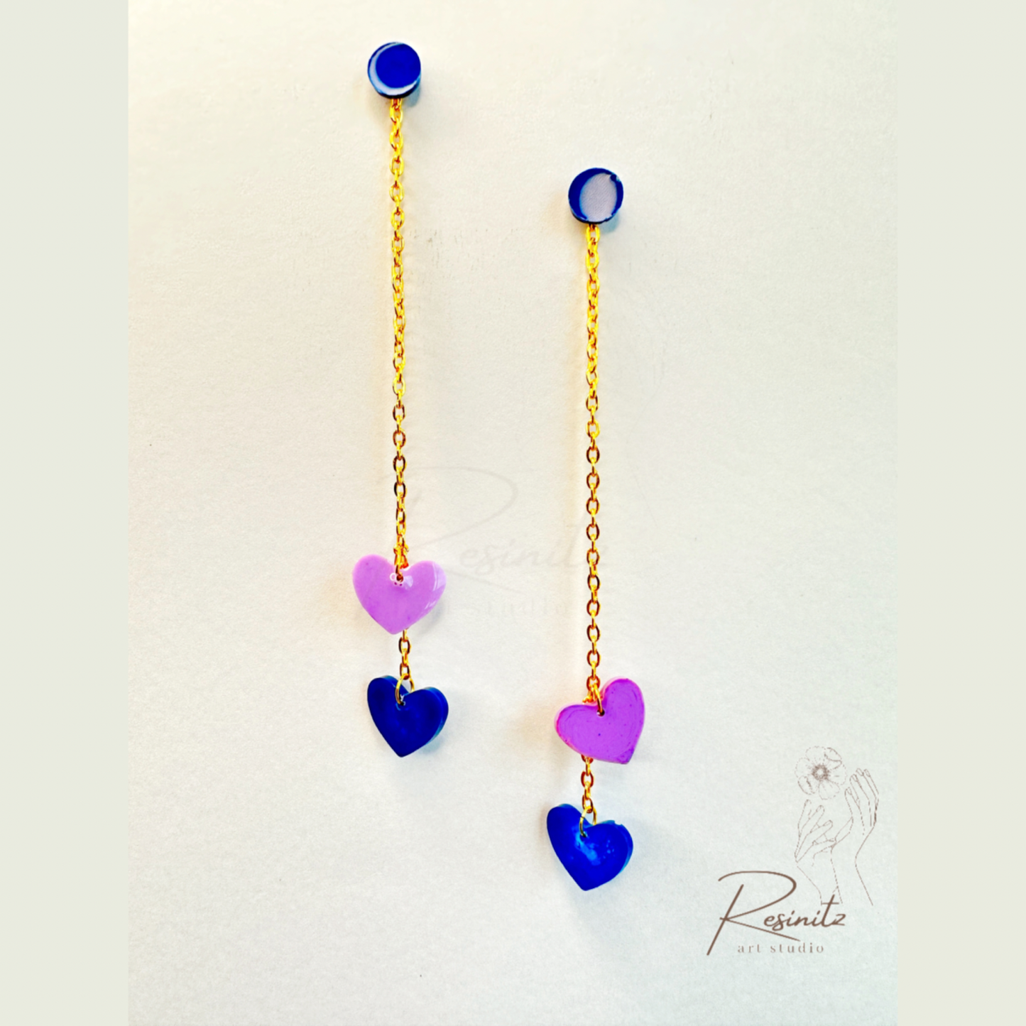 Long heart chain earrings