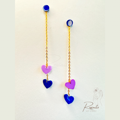 Long heart chain earrings