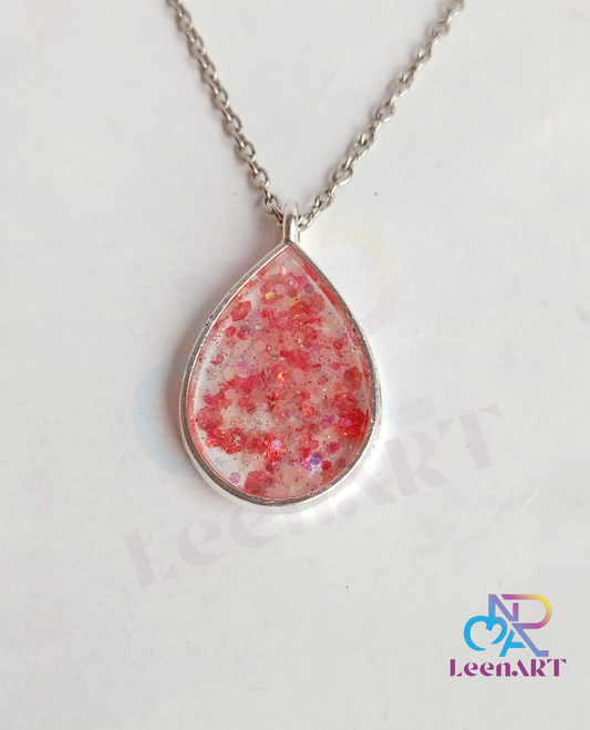 Glossy Pink Droplet Nacklace