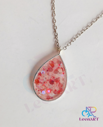 Glossy Pink Droplet Nacklace