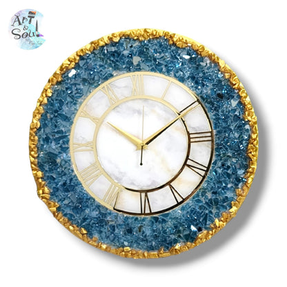 Golden & Blue Sapphire wall clock