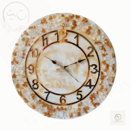 Gold and white Crystal wall clock.