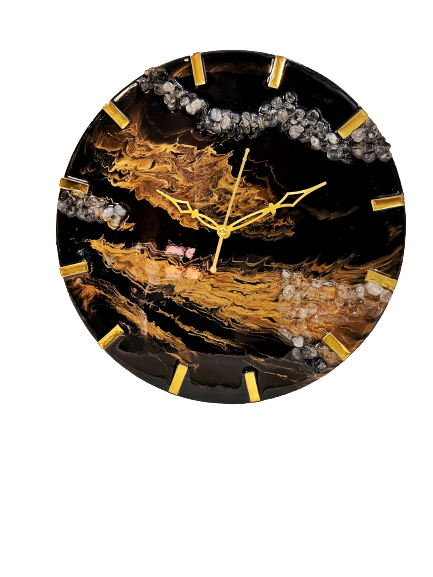 12” black and Gold Clock