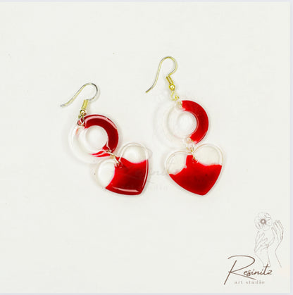 Red Ring heart Earings