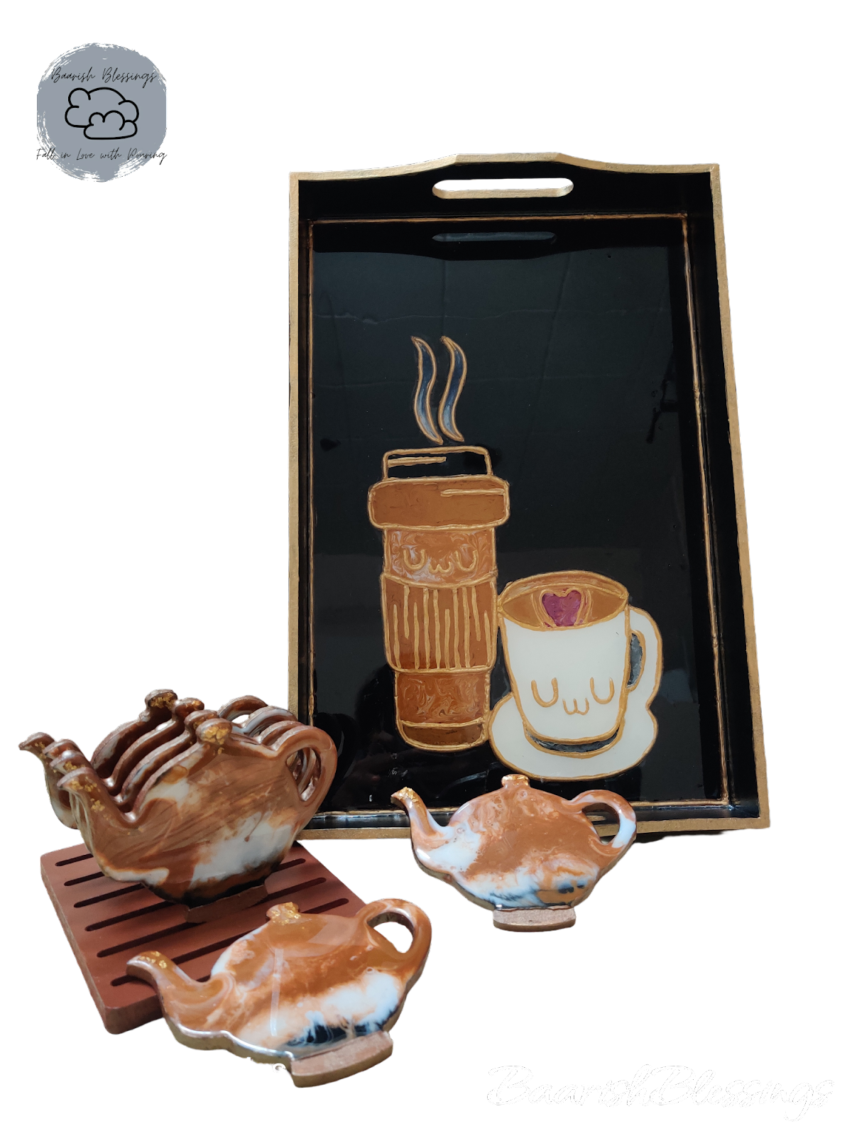 Cup of Joe Coffee Tray & kettle Coaster Set of 6