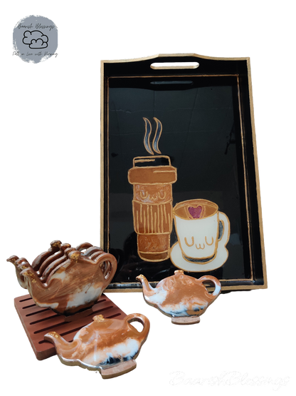 Cup of Joe Coffee Tray & kettle Coaster Set of 6