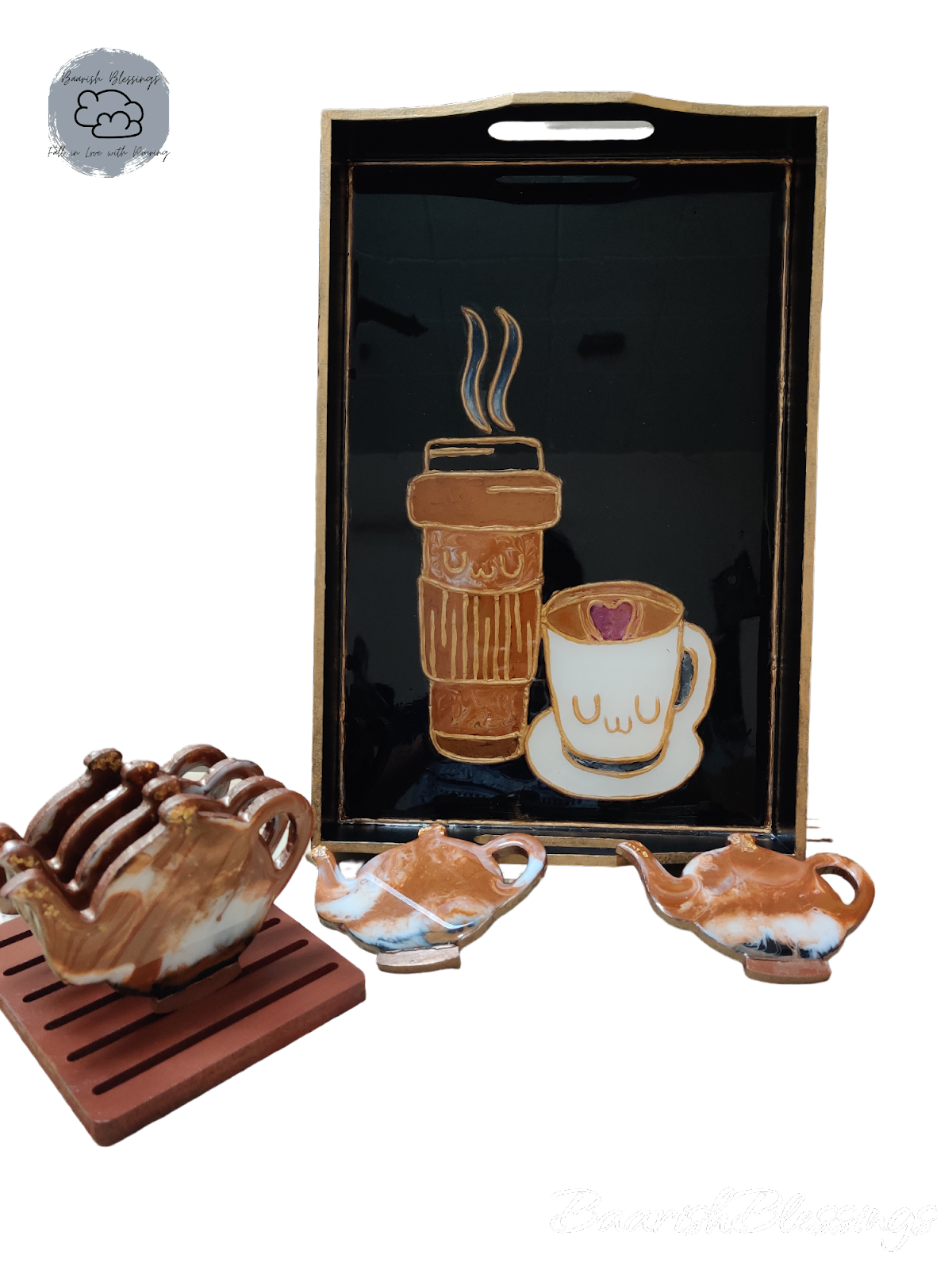 Cup of Joe Coffee Tray & kettle Coaster Set of 6