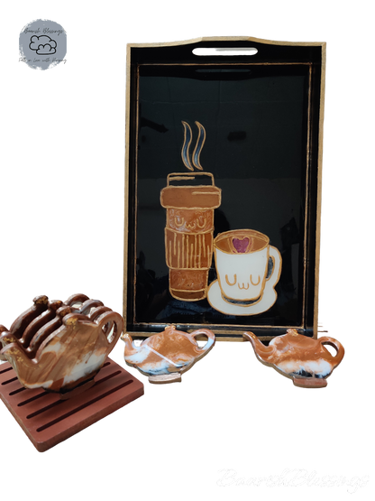 Cup of Joe Coffee Tray & kettle Coaster Set of 6