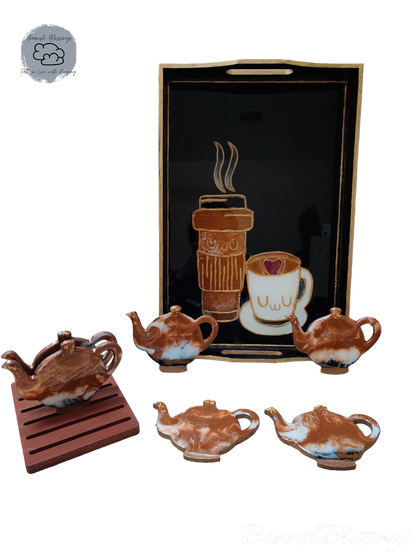 Cup of Joe Coffee Tray & kettle Coaster Set of 6