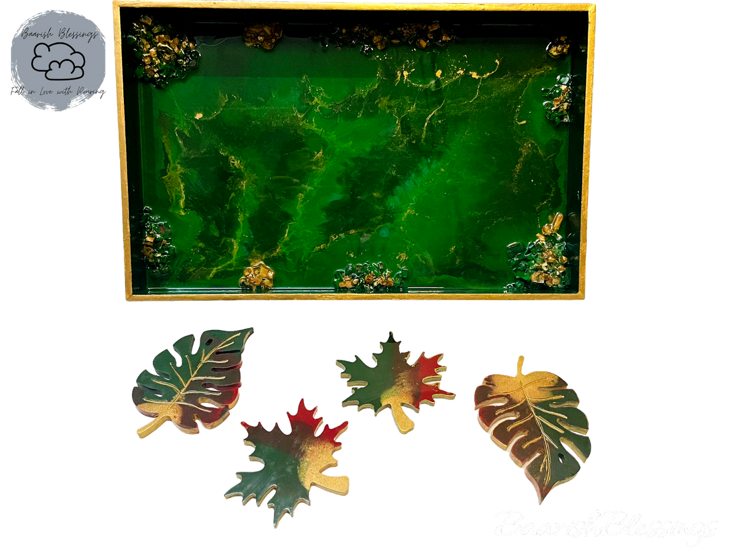 Leafy Sward Tray Coaster Set