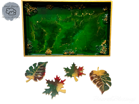 Leafy Sward Tray Coaster Set