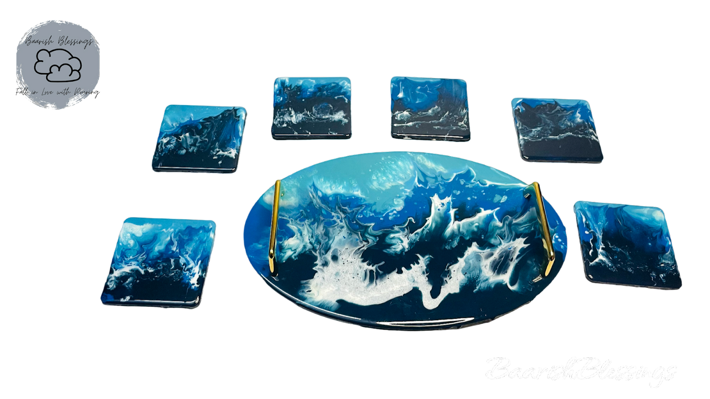 Wave the Wave Tray Coaster Set of 6