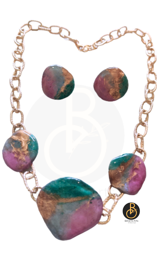 Rainbow Agate Neckpiece & Earrings Set