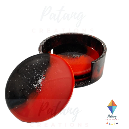 Red Lava Coaster Set with Holder (4+1)