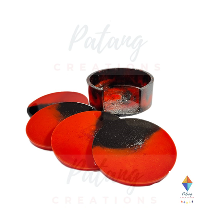 Red Lava Coaster Set with Holder (4+1)