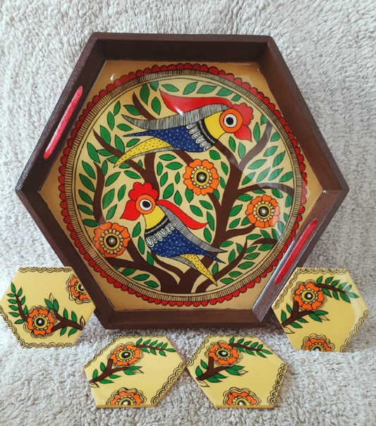 Madhubani Bird Tray