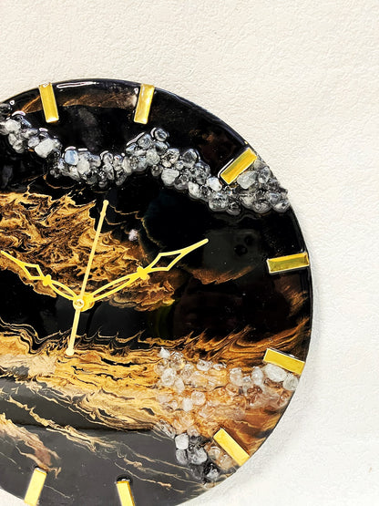 12” black and Gold Clock