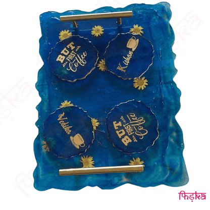 Personalized Tuscan Velvet Ocean Tray and Coaster set