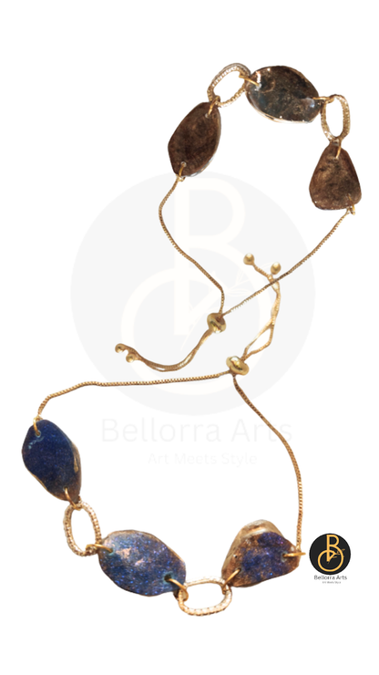 Two Sided Blue & Gold Agate Bracelet