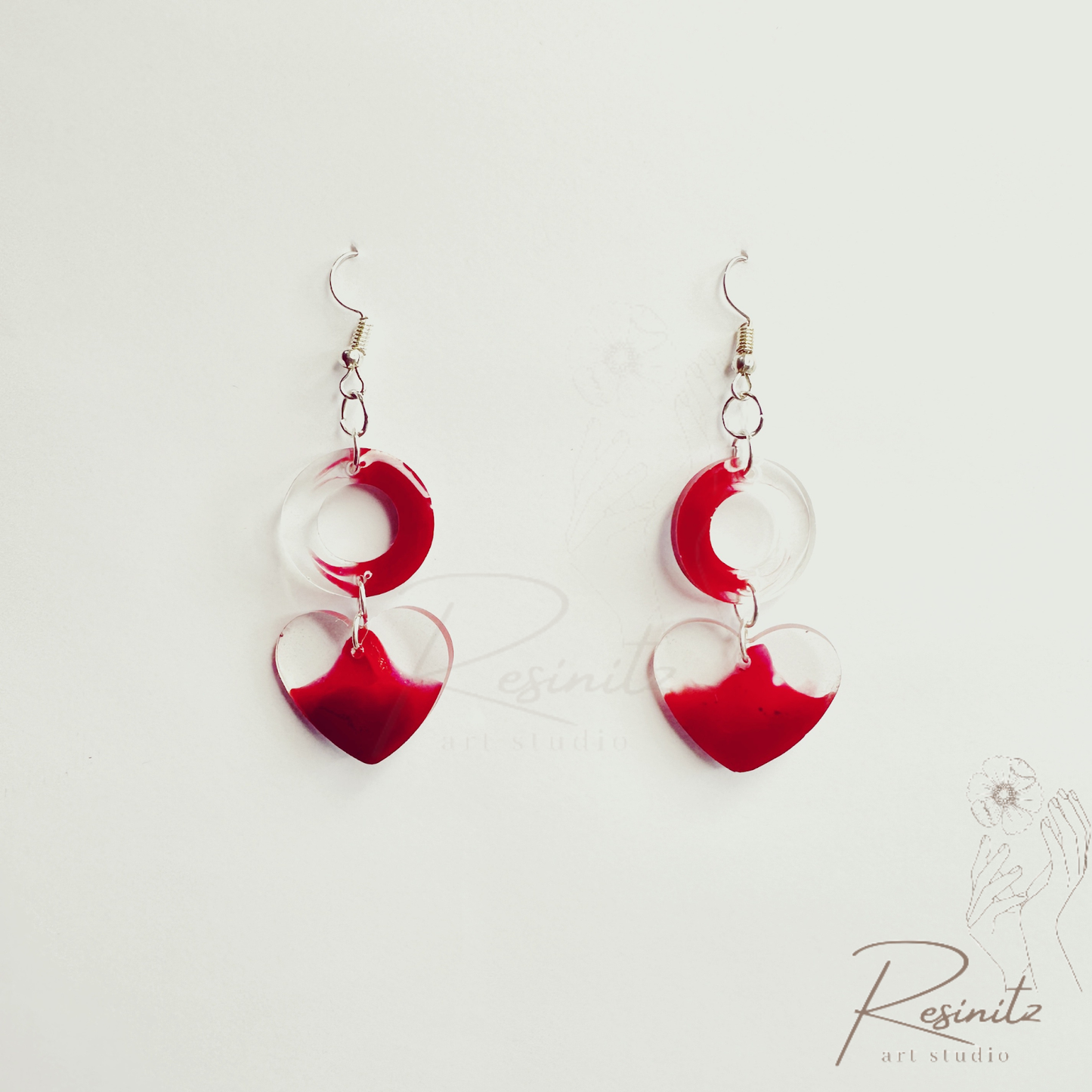 Red Ring heart Earings