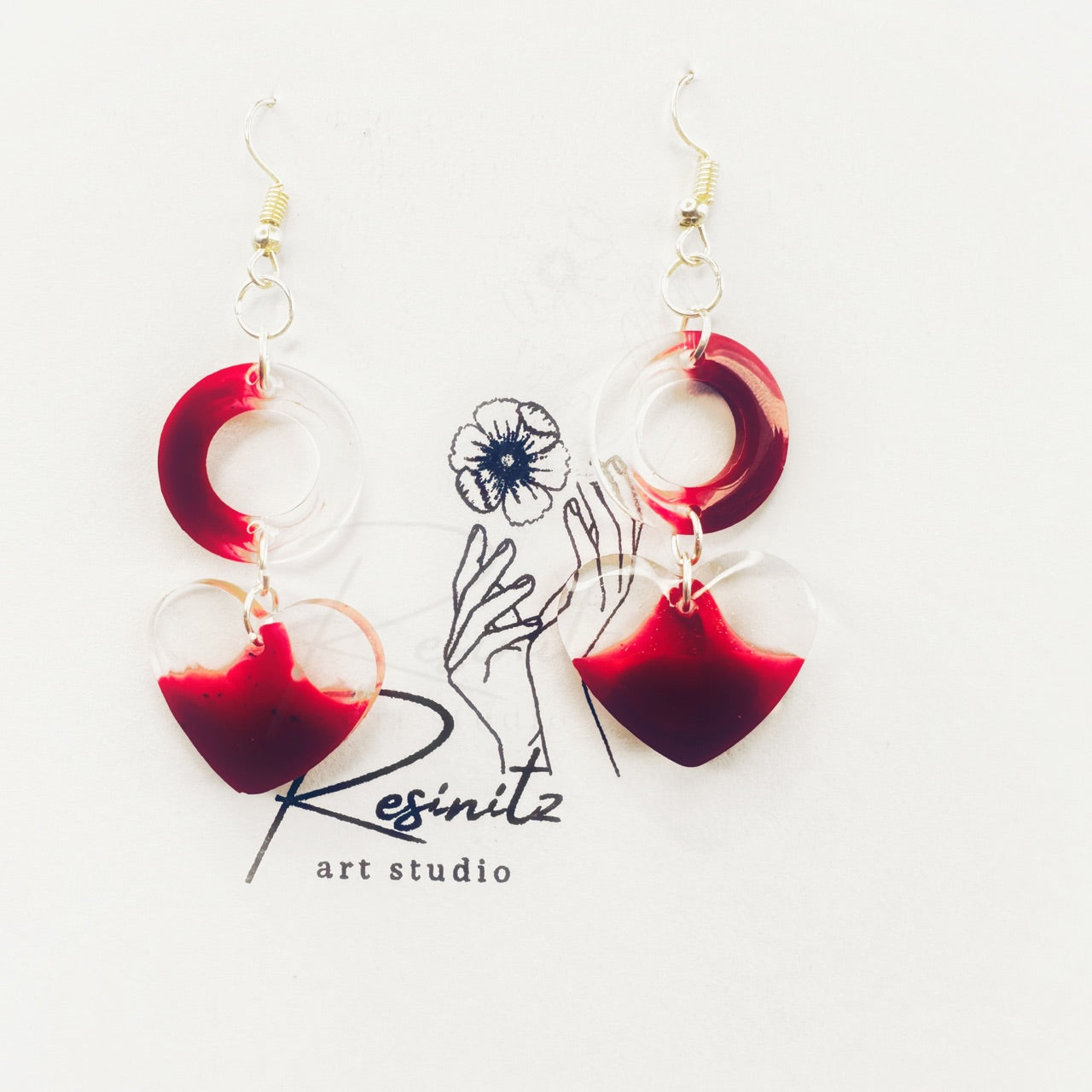 Red Ring heart Earings