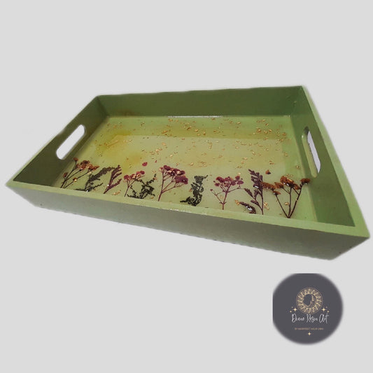 sunset yellow and sage green tray