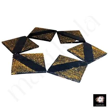 Golden dust resin coated coasters